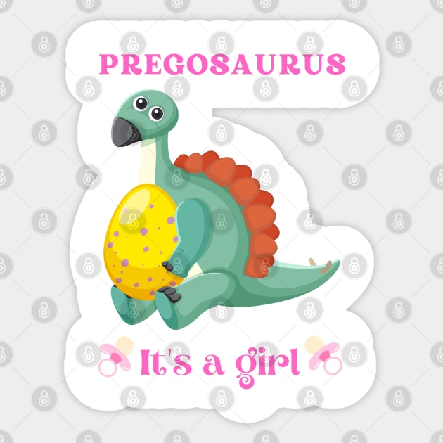 Preggosaurus cute pregnancy dinosaur for a mom to be Sticker by Rubi16